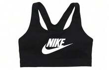 Nike Dri-Fit Swoosh撞色中強度支撐緊身背心式堅固雙肩帶無扣運動內衣女款 - 黑色 - 查看 14