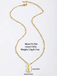 1件简约时尚创意Y2K风格26个英文字母金色不锈钢项链，适合女士日常休闲佩戴，个性化锁骨项链，适合作为圣诞节、情人节、母亲节等节日礼物，精致礼品 - 金黃色 - 查看 5