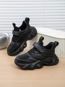 1 Pair All-Season Kids' Shoes, Colorblock Patchwork, Comfortable, Versatile, Lightweight, Outdoor Sports, Fashion Casual Running Shoes For Girls And Boys - Black - View 3