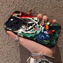 Estuche para teléfono con diseño de gallo y águila Compatible con estuches para teléfonos ,  17,  16 Pro Max,  15 Pro Max,  13 y  12 Acabado plateado premium, hecho de material TPU, que brinda protección contra golpes y caídas Un gran regalo para familiares, amigos, seres queridos, novios/novias y aniversarios - Negro - Ver 2