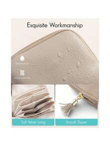 Travel Gifts For Women - Cream White Small Velvet Travel Jewelry Case, Zipper Jewelry Organizer Pouch For Bracelet Rings Earrings Storage - White - View 5