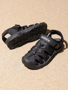 Men's Sandals, Closed Toe Athletic Sport Sandals, Mens Summer Shoes, Lightweight Trail Walking Flat Sandals For Beach Sport Outing - 黑色 - 查看 4