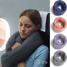 Soft 360 Support Scarf Travel Pillow Portable Stuffable Neck Pillow For Travel With Refillable Support Cushion For Car - Blue - View 2