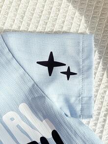 2pcs Baby Boys' Stylish Short Sleeve Shirt Set, Fashionable Infant Toddler Summer Outfit - Baby Blue - View 5