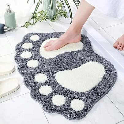 Bathroom Rugs - Thickened Microfiber Bath Mat, Super Absorbent Ultra-Fine Fiber Bath Mat With Anti Slip Back, Soft And Comfortable, Soft Microfiber Machine Washable Bath Mat, Foot Shaped Water Absorbent Non-Slip Mat Used In Home Bathrooms, Kitchen Area Carpet, Laundry Room, Shower, Indoor Mat