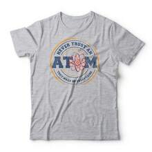 Camiseta Never Trust An Atom Studio Geek Casual Mescla Cinza - Cinza - Visão 1