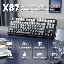 Bàn phím không dây ATTACK SHARK X87, bàn phím cơ tùy chỉnh có thể thay thế nóng với gioăng 75%, bàn phím chơi game ba chế độ 2.4G/USB-C/BT5.0 có đèn nền RGB, pin 4000mAh, phím PBT in cạnh bên, dành cho Windows/ PC/ Linux/ Game thủ, quà tặng ngày lễ, quà tặng cho trẻ em, năm mới 2026 - Màu Monnlit Night/ / Cheese/ Purple White - Nhiều màu - Xem 13