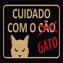 TAPETE CAPACHO DECORATIVO CUIDADO COM O GATO - Tamanho Único - Visão 1