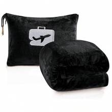 Comfort Fly 2-In-1 Travel Blanket & Pillow – Ultra Soft Micro Plush Airplane Blanket With Built-In Carry Case (40" X 70") – Lightweight, Compact & Machine Washable Travel Essential - Gray - View 5