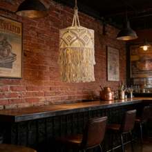 1件套手工编织灯罩，波西米亚风流苏装饰，手工编织灯罩挂毯 - 不含灯具和电线 - A - 查看 3