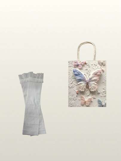 1 Pair Women's Summer Lace Mesh Arm Sleeves, Made Of Lace Chiffon Fabric With Sun Protection Net Design And Flared Cuff, Symbolizing Freshness, Sun Protection And Fashionable Style For Outdoor Activities