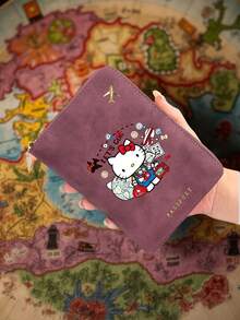 SANRIO 1 chiếc ví đựng hộ chiếu du lịch Hello Kitty chống RFID, chất liệu da PU, nhiều ngăn đựng thẻ, có khóa kéo, kiểu dáng dễ thương, in hình hoạt hình, chống trộm, thích hợp cho du lịch và công tác. - Nhiều màu - Xem 3