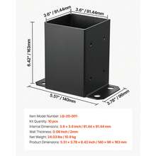 4x4 Post Base 10 Pcs, Inner Size 3.6x3.6 Inch / 91.44x91.44 Mm Post Brackets, Heavy Duty Carbon Steel Decking Posts, Wood Posts Brackets For Pavilion Deck Railing Support Deck Base Plate, Black - Post Base 2.0mm Thick 4x4 Inch (10 Pcs) - View 11