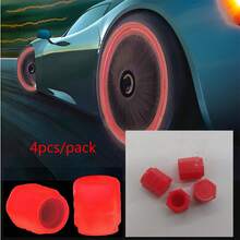 一套4个带夜光功能的轮胎气门嘴帽，适用于汽车、自行车和摩托车，采用六边形设计，由ABS材料制成。 - 多色 - 查看 9