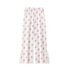 1pc Women's White All-Over Cartoon Print 100% Cotton Soft Breathable Pajama Pants - White - View 8