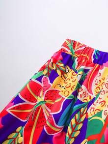 Women's Floral All-Over Print Vintage Style Summer Midi Skirt - Multicolor - View 4