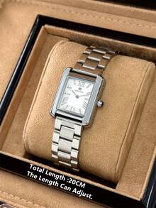 Pablo Raez 1pc Pablo Classic Women's Watch Rectangular Vintage Arabic Style Luxury Ladies Dress Watch Stainless Steel Solid Heavy Bracelet Top Brand New Original Charming Fashion Quartz Retro Watch Business Fantasy Women's Wristwatch White Dial Real Bar Roman Numeral Display Teacher Gift Clock Suitable For Girls And Teenage Students Graduation Wedding Gift - one-size - View 9