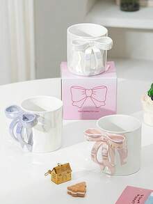 1pc Dreamy Pearl Butterfly Ceramic Mug, Cute Style Coffee Cup, High-Quality Afternoon Tea Gift, Milk Tea Cup, Water Cup, Breakfast Cup, Back To School Ceramic Cup, Reusable, Gift Set, Suitable For Adults, Christmas, Valentine's Day - Multicolor - View 7