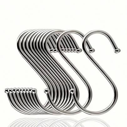 6/12pcs S-Hook Stainless Steel Metal Clothes Hanger,Durable Metal S-Shaped Hooks,S Hooks For Hanging Pack,Anti Slip S-Shaped Hooks,Door Hangers Hooks,Heavy Duty Stainless Steel Metal Mutil Purpose Hanger,Sturdy And Durable,For Clothes, Kitchen, Bathroom, Coat, Towel Hook For Walls, Bathroom Towel & Kitchen Utensil Hanger,Ideal For Home Storage, Student Dormitory Organization, Outdoor Camping,Small Space Storage,Home Decoration