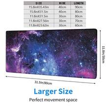 1pc Dreamy Purple & Blue Nebula Mouse Pad, Romantic Cosmic Starry Sky Themed Desk Mat, Large Non-Slip Office & Gaming Keyboard Pad - Rectangle - View 2
