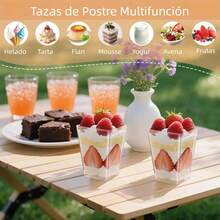 150 piezas (50 piezas de vasos + 50 piezas de cucharas + 50 piezas de tapas) vasos cuadrados de transparente de 160 ml/5 oz para mousse, 50 * vasos de postre,50 * tapas duras de plástico/50 * tapas blanda de plástico,50 * cucharas grandes transparentes,vasos duraderos para chocolate, cheesecake, pudín, mousse, parfaits, ideales para fiestas, bodas, eventos al aire libre, vasos para postres de fiesta | vasos elegantes para postres | vasos decorativos para postres - Blanco - Ver 6