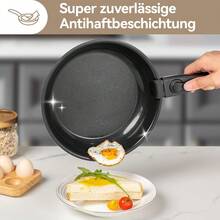 Topfset mit Abnehmbarer Griff, 17-Teilig Topfsets Pfannenset mit Antihaft Beschichtet, Topfset Induktion Kochtopf Set mit Deckel, für Alle Herdarten, Backofenfest, Ofenfest (grau) YAD6 - Grad - Übersicht 5