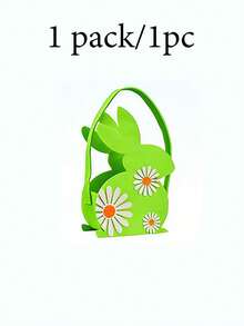 1个复活节兔子耳朵毛毡篮，可爱雏菊花礼品袋，复活节彩蛋寻宝游戏礼品袋，可重复使用的春季派对礼品桶 - 彩色 - 查看 12