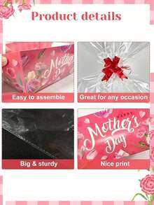 Bộ hộp quà Ngày của Mẹ gồm 36/18/6 hộp, kèm túi OPP trong suốt và nơ ruy băng, hộp giấy thích hợp để đựng quà tặng, kẹo, đồ ăn nhẹ và hoa, lý tưởng để trang trí tiệc Ngày của Mẹ. - Một kích cỡ phù hợp cho tất cả - Xem 8