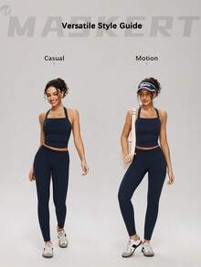 MASKERT Women's Racerback Sports Tank Top, Fitted & Comfortable, Suitable For Yoga, Fitness, Running, Skipping, Tennis And Other Sports - Navy Blue - View 2
