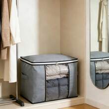 1/3/5pcs para bolsa de almacenamiento de mantas de gran capacidad, bolsa de almacenamiento de ropa, contenedor de almacenamiento de ropa, con asa reforzada, cremallera fuerte, adecuado para sábanas de edredón extra grandes, asa reforzada, gris - Gris - Ver 2