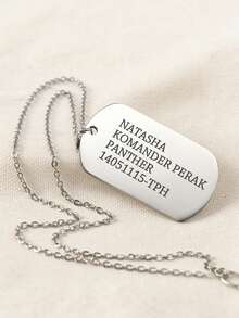 1pc Stainless Steel Military Dog Tag Necklace, Customizable Necklace For Men, Collar Accessory, Jewelry. Customized Name, Date Engraved Military Tag. Suitable For Father, Mother, Couples, Boyfriend, Self-Commemoration, Gift For Friends And Family, Daily Wear, Special Occasions, Boyfriend Gift, Valentine's Day Gift, Gift For Her, Father's Day Gift, Gift For Dad, Gift For Husband/Boyfriend. Customized ID Dog Tag Engraving. - Multicolor - View 5