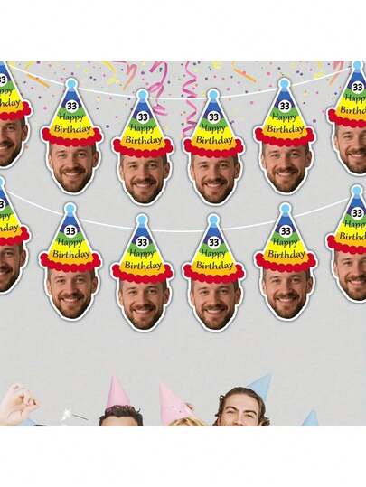 Pancarta de cumpleaños personalizada, pancarta de foto de cumpleaños personalizada, pancarta con foto, pancarta de cumpleaños personalizada, cualquier edad, multifuncional, resistente al moho, decorativa