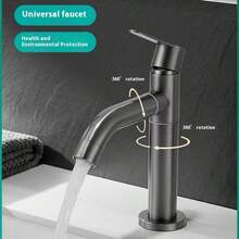 Modern Stainless Steel Bathroom Faucet - Hot & Cold Dual Water, Water-Saving Splash-Proof Design, Stylish Finish, Durable Bathroom Sink Fixture Accessory - Multicolor - View 4