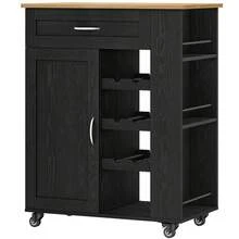 HaluPeit Serving Trolley With 3-Tier Wine Rack, Kitchen Trolley With Wheels, 3-Tier Storage Shelf, Wine Rack, For Kitchen, Living Rooms And Dining Rooms & Outdoor Use, 68 * 86 * 40 Cm - Black - View 9