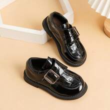 男童新款黑色软底皮鞋，儿童英伦风格休闲校鞋，适合小孩和大童 - 黑色 - 查看 23