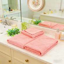 3/6/12/24条装超柔软面巾，优质超细纤维毛巾，高吸水性速干珊瑚绒面巾，多用途面巾，适用于浴室、酒店和健身房 - 粉色 - 查看 2