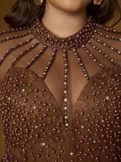 Đầm maxi dáng chữ A tay dài màu nâu cà phê đính sequin họa tiết hoa cỡ lớn Anpoket, váy hè thanh lịch dành cho nữ, thích hợp cho đám cưới, dạ hội, tiệc tùng, kỳ nghỉ và lễ hội mùa xuân.
