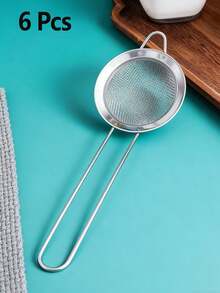 1/3/6 st. finmaskig sil i rostfritt stål, premiumköksredskap för skumning av soppa, siktning av mjöl och bakning, värmebeständig, lätt att rengöra - Silver - Visa 6