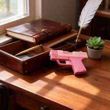 Pink Gun Lighter Creative Design Refillable Windproof Butane Lighter Novelty Gift For Men Women Smoking Accessories - YH098-粉紅色 - 查看 2