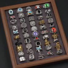 10/20pcs/Pack Retro Punk Style Owl & Snake Rings, Fashion Animal Shape Finger Rings, Jewelry Gift For Party & Holiday - Open Punk Style Ring Silver - View 28