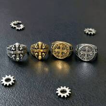 1 chiếc nhẫn hình thánh giá Gothic bằng thép không gỉ, chống nước, không phai màu, phụ kiện trang trí và thiết thực để thể hiện phong cách punk cổ điển cho nam giới. - Nhẫn nam Cross 6 - Xem 4