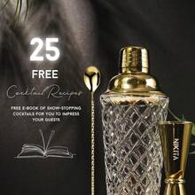 Glass Cocktail Shaker Set - 5 Piece - Gold Martini Shaker Set With Strainer, Jigger, Spoon & Muddler - 16 Oz Drink Shakers Cocktail - Ideal Gift For Home Bar & Drink Trolley Décor - 金色 - 查看 4