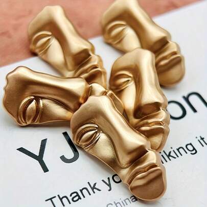 5 piezas/10 piezas Botones de máscara elegantes de 23 mm en color dorado, diseño de aleación vintage, adecuados para decorar ropa, accesorios para el cabello, bolsos, cinturones, sombreros y textiles para el hogar, excelentes para regalos de fiestas y días festivos