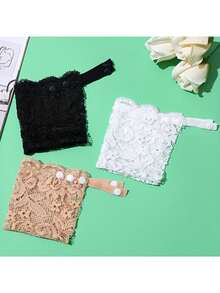 3pcs/Set Women's Fashion Lace Camisole - V-Neck Slip-Proof Undershirt, Black/White/Beige, Suitable For Daily Wear - One Size - View 8