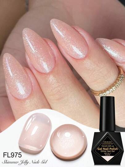  FOUR LILY 10ml 裸色高光凝胶指甲油 - 闪亮 UV/LED 可固化指甲凝胶，适用于美甲沙龙和 DIY 美甲，持久美甲油