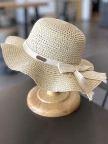 儿童防晒帽套装，夏季女童草帽和包包，婴儿沙滩遮阳帽，多功能女童款 - 帽子 - 查看 17