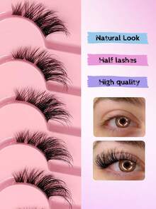 Asiteo 7 Pairs Half-Strip Natural Cat Eye False Eyelashes, Extending Lash Ends, Transparent Band, Faux Mink Lashes, Suitable For Cosplay, Parties, Eid, Holidays - Half Eyelashes - View 5