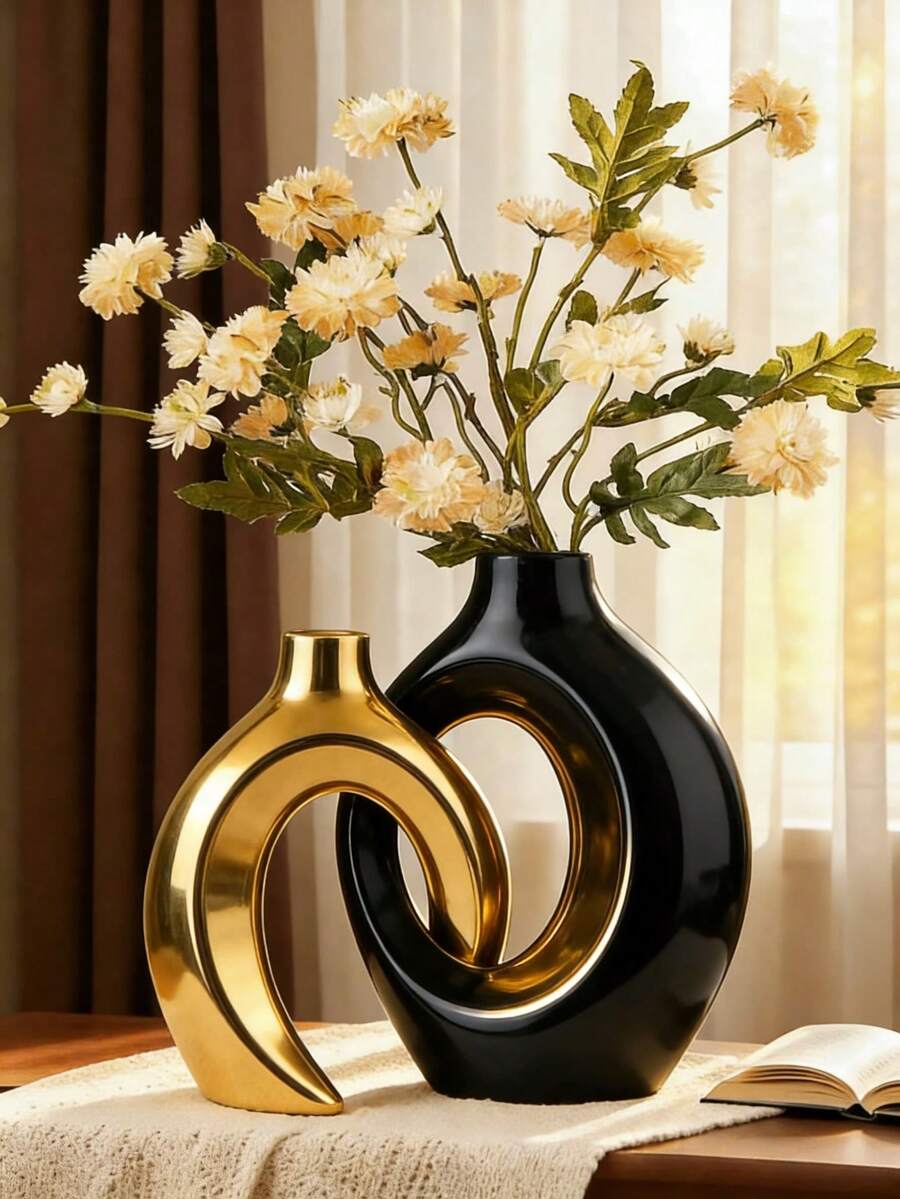 2件組樹脂花瓶套裝，現代家居裝飾鏤空波希米亞風花瓶，客廳咖啡桌婚禮裝飾情人節禮物、母親節、生日、返校季、畢業季與婚禮季完美家居裝飾花瓶浪漫禮物，臥室有意義溫馨花瓶，居家辦公室書架桌面裝飾婚禮裝飾