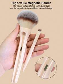 YZIMENG Four-In-One Powerful Magnetic Makeup Brush Set Includes A Large Foundation Brush, A Concealer Brush, A Blush Brush, And A Dotting Brush. The Bristles Are Soft And Delicate, Ensuring Comfort On The Skin. The Handle Features A Magnetic Small Brus - Multicolor - View 2
