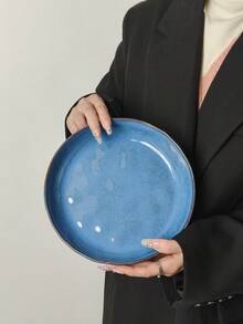 2个8.2英寸复古做旧陶瓷盘，窑变悉尼蓝乡村风格沙拉碗，创意个性化西式餐厅陶瓷早餐碗，水果搅拌碗，米饭碗，甜点碗，适用于家庭厨房、餐厅聚会、厨房用品、餐具配件，可用于烤箱和微波炉 - 彩色 - 查看 5